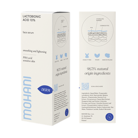 Rozjaśniające serum do twarzy z kwasem laktobionowym 10% Mohani