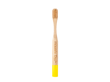 Bambusowa szczoteczka do zębów Mohani dla dzieci - żółta, włosie miękkie