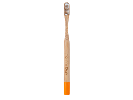 Bambusowa szczoteczka do zębów Mohani - pomarańczowa, włosie miękkie
